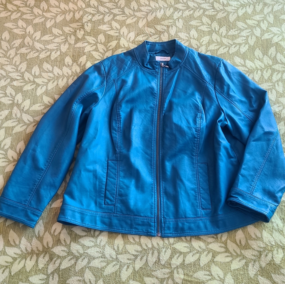 Teal Vegan Leather Jacket